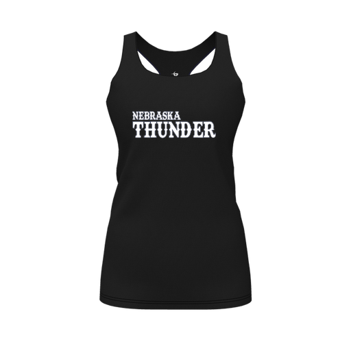 [CUS-DFW-RCBK-PER-BLK-FYS-LOGO2] Racerback Tank Top (Female Youth S, Black, Logo 2)