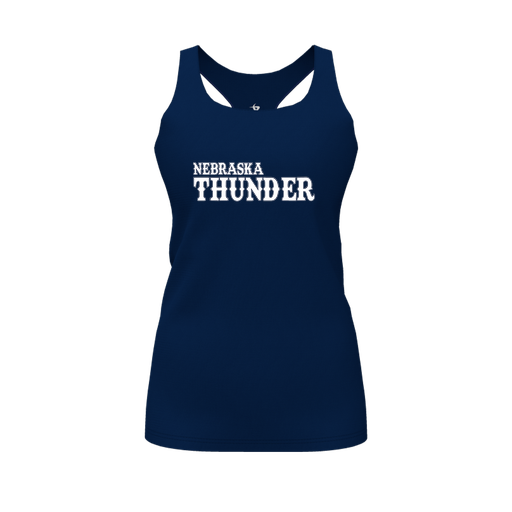 [CUS-DFW-RCBK-PER-NVY-FYS-LOGO2] Racerback Tank Top (Female Youth S, Navy, Logo 2)