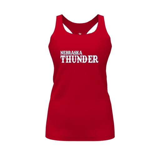 [CUS-DFW-RCBK-PER-RED-FYS-LOGO2] Racerback Tank Top (Female Youth S, Red, Logo 2)