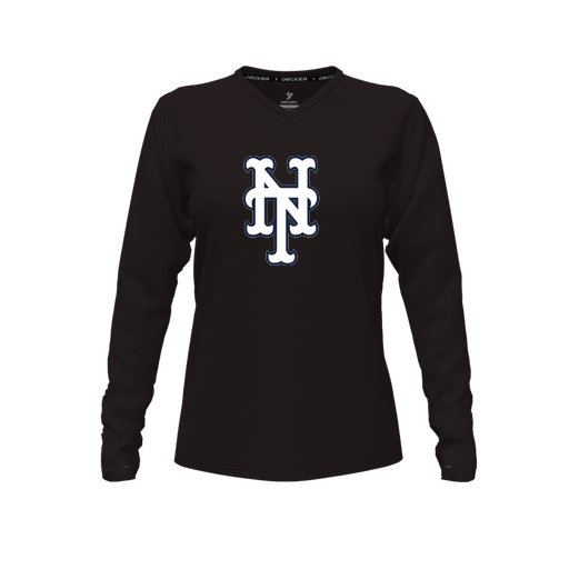 [FTLVPTBK-FYXS-LOGO3] Decker Performance T-Shirt (Female Youth XS, Black, V Neck, Logo 3, Long Sleeve)