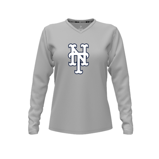 [CUS-DFW-TEES-PER-VNK-LSL-GRY-FYXS-LOGO3] Performance T-Shirt (Female Youth XS, Gray, V Neck, Logo 3, Long Sleeve)