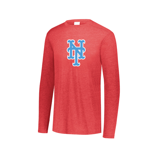 [FTLCUBRD-AXS-LOGO1] Decker Men's Tri-Blend T-Shirt - Long Sleeve (Adult XS, Red, Logo 1)
