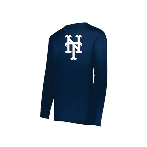 [222823.065.S-LOGO3] Youth LS Smooth Sport Shirt (Youth S, Navy, Logo 3)