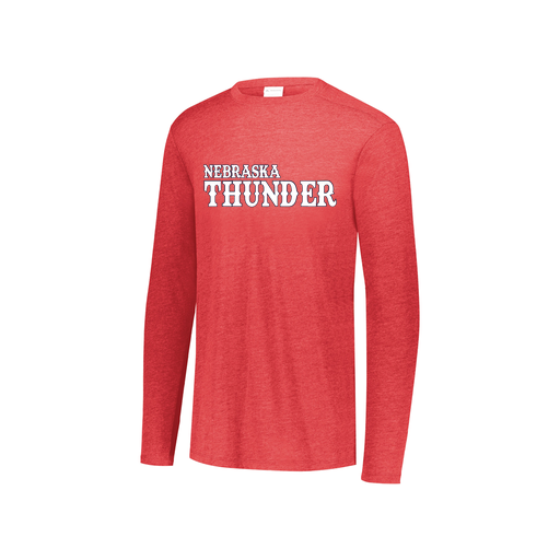 [FTLCUBRD-YS-LOGO2] Decker Youth Tri-Blend T-Shirt - Long Sleeve (Youth S, Red, Logo 2)