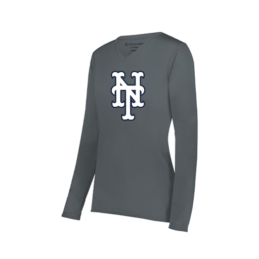 [222824.059.S-LOGO3] Ladies LS Smooth Sport Shirt (Female Adult S, Gray, Logo 3)