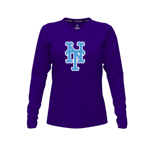 [FTLVCFPP-FYXS-LOGO1] Comfort T-Shirt (Female Youth XS, Purple, V Neck, Logo 1, Long Sleeve)