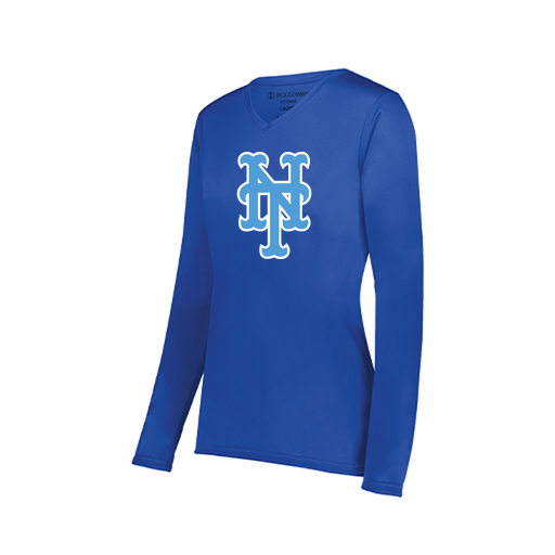 [222824.060.S-LOGO1] Ladies LS Smooth Sport Shirt (Female Adult S, Royal, Logo 1)